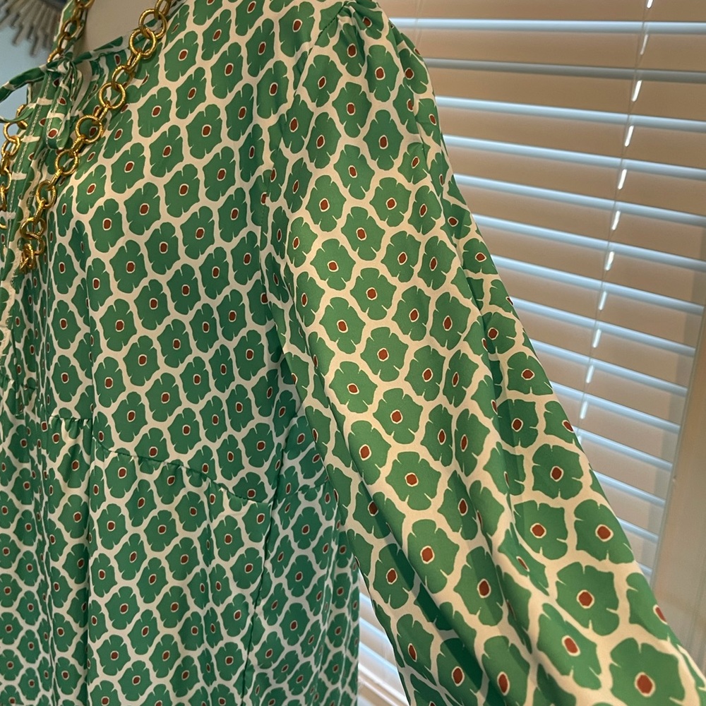 Green Lantern Sleeve Printing Long boho Dress - Picture 6 of 11